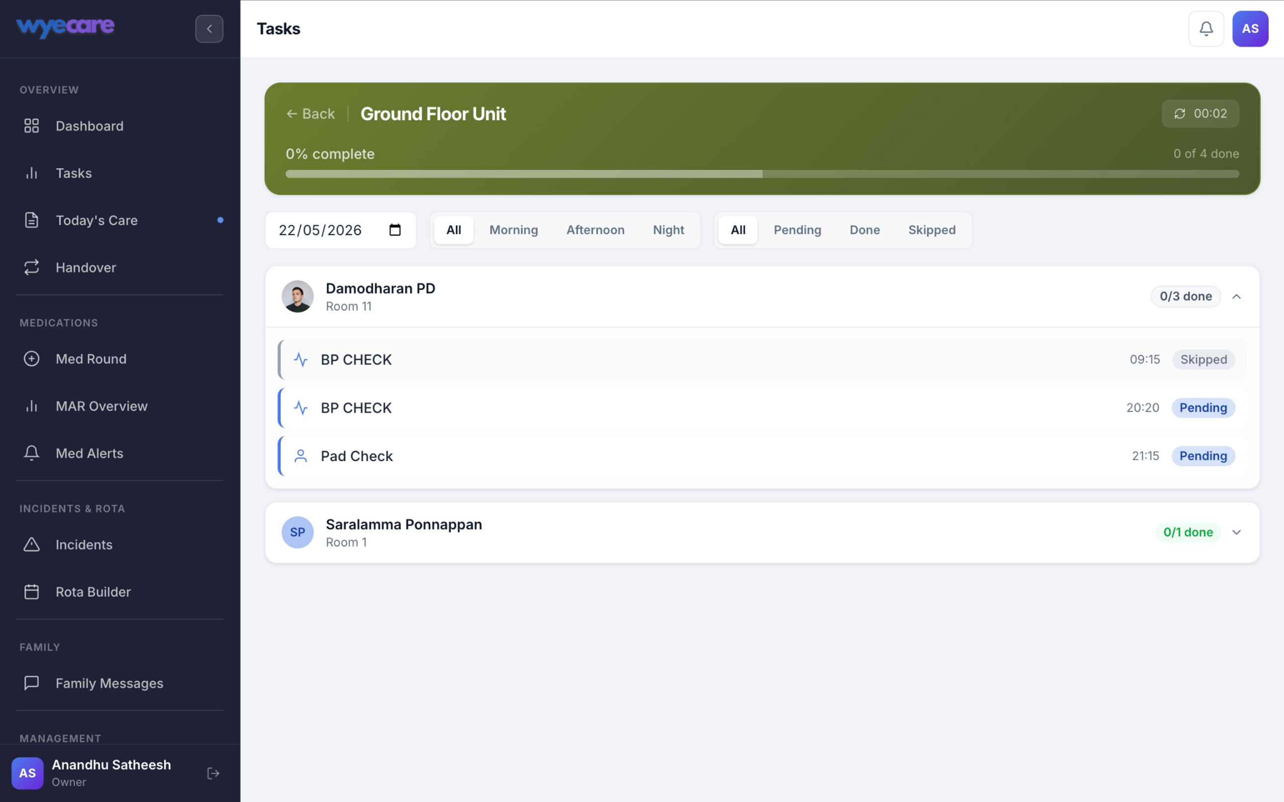 Wyecare care logs